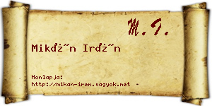 Mikán Irén névjegykártya